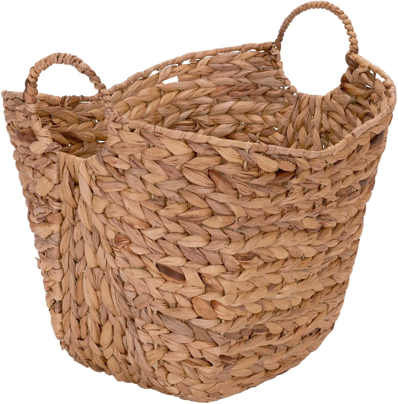 Large Water Hyacinth Wedding Comfort Basket - Woven Blanket Storage for Outdoor Ceremonies