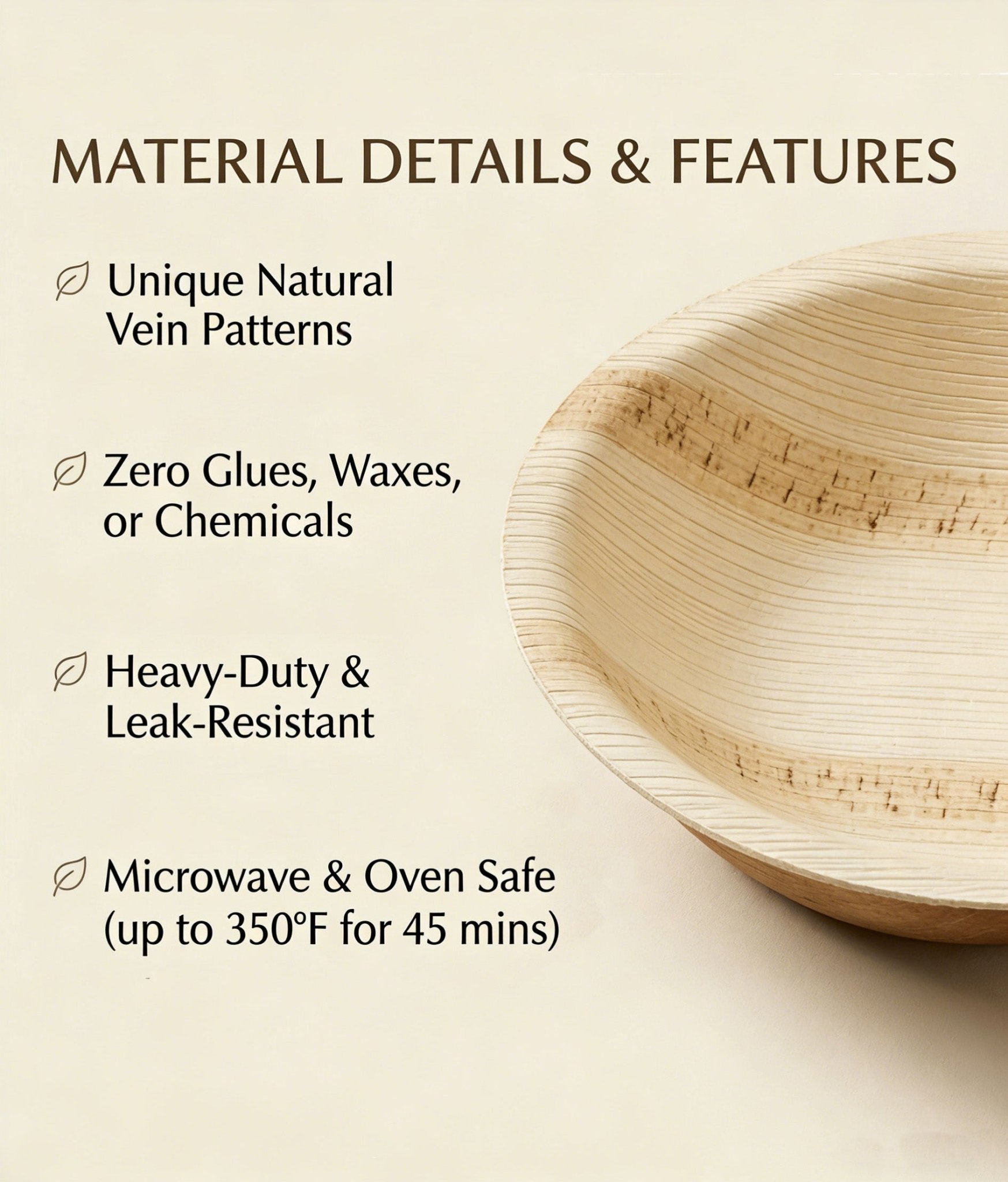 5"/ 6" Round Palm Leaf Bowls - Eco - Friendly Salad & Soup Bowls for Parties & Catering - Leaf with life