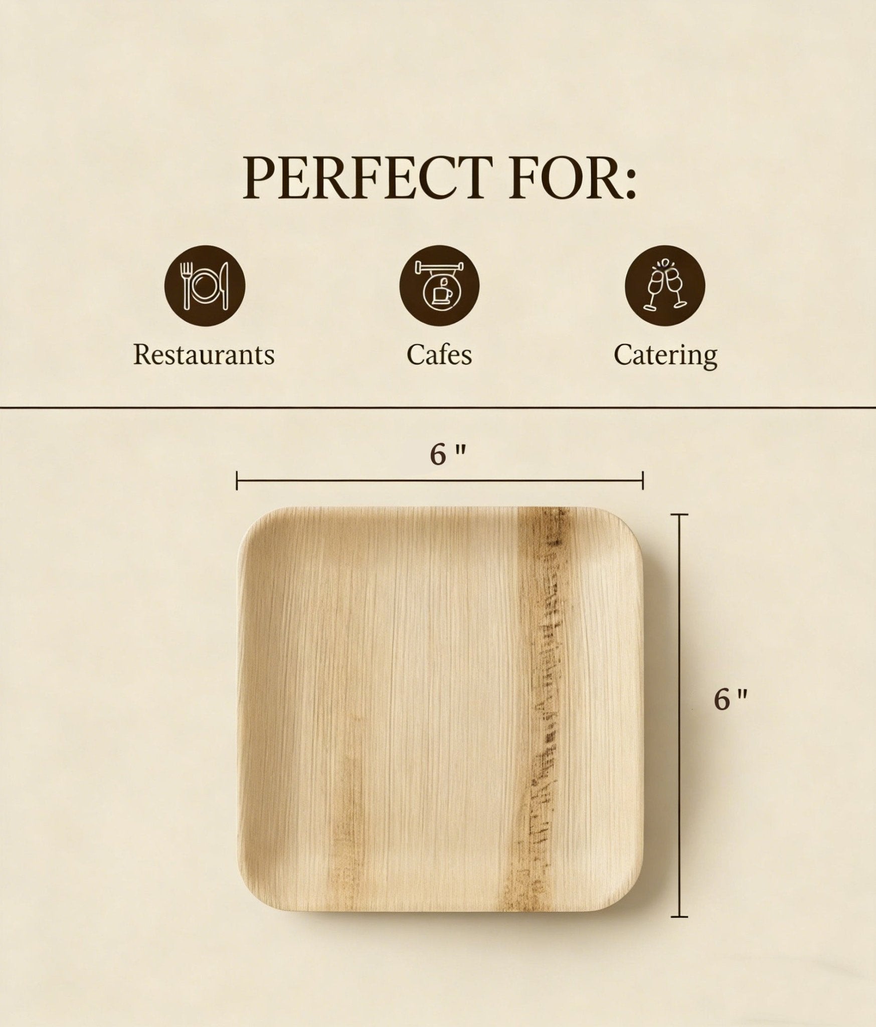 6 in / 10 in Square Palm Leaf Plates - Heavy - Duty Leak - Proof Dinnerware for Weddings & Events - Leaf with life