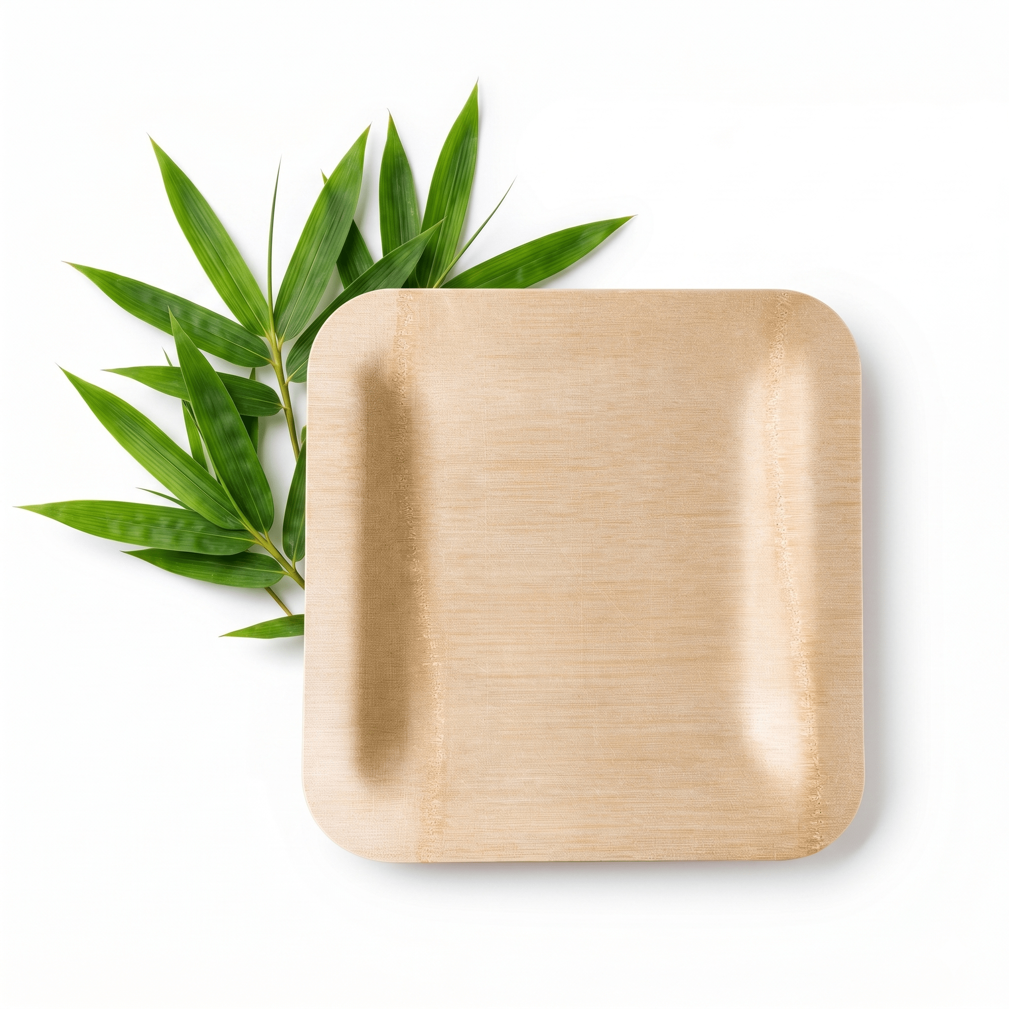 7 in / 10 in Square Bamboo Plates | Wabi - Sabi Elegance & Fine - Grain Texture | 100% Natural & Compostable - Leaf with life