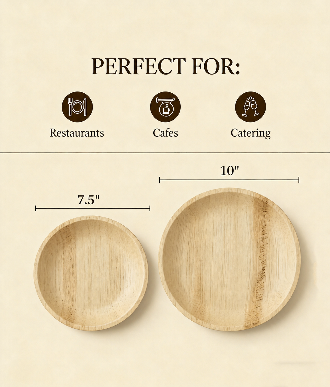 7.5" & 10" Round Palm Leaf Plates Sets - Compostable Dinnerware Set for Weddings & Catering