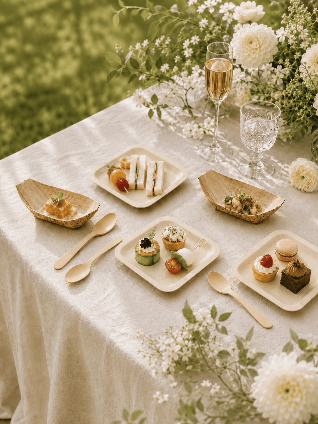 A Graceful Finish | Bamboo Wedding Dessert Set - Leaf with life
