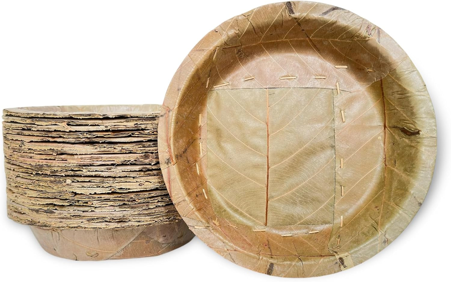 7.5" Sal Leaf Plates - Naturally Textured Leaf Plates for Appetizers, Desserts, Picnics & Gatherings