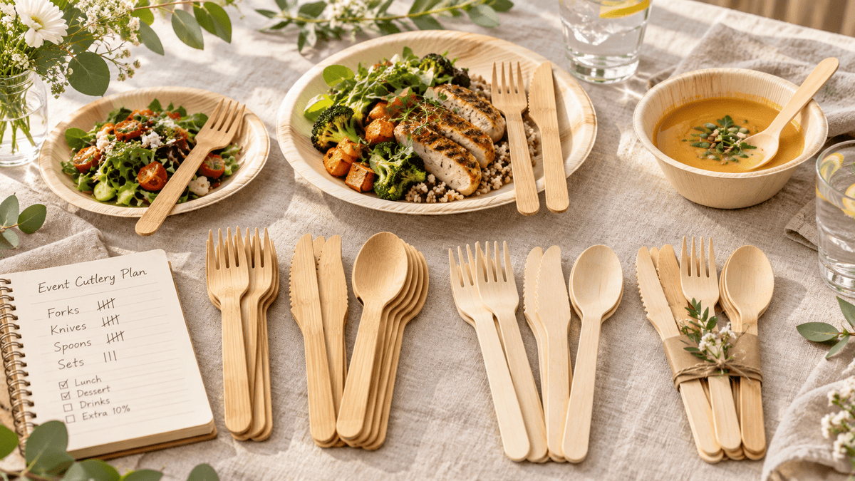 Bamboo Cutlery Set Guide: How Many Forks, Knives, and Spoons for 25, 50, or 100 Guests? - Leaf with life