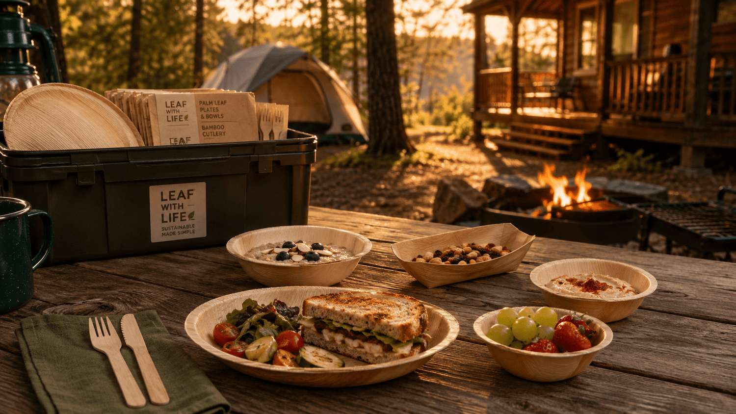 Compostable Tableware for Camping, Cabins, and Outdoor Weekends - Leaf with life