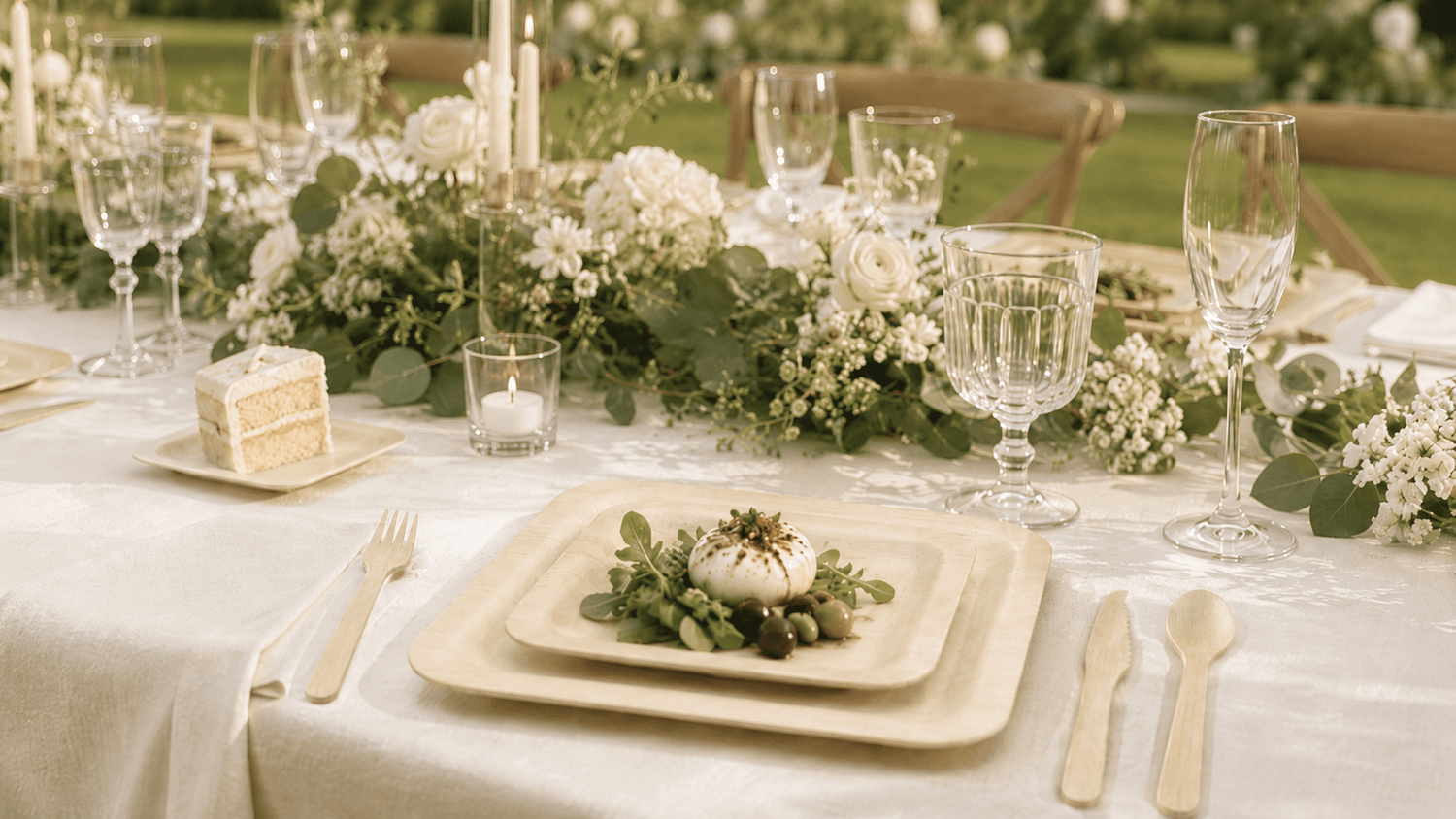 Compostable Wedding Plates and Cutlery: What to Order for Cocktail Hour, Dinner, Dessert, and Cake - Leaf with life