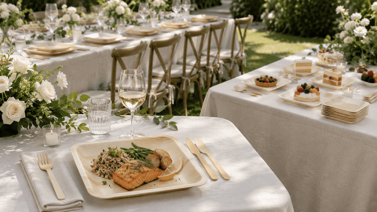 Disposable Plates for Wedding: Palm Leaf vs Sugarcane vs Bamboo by Dinner, Dessert, and Cocktail Hour - Leaf with life