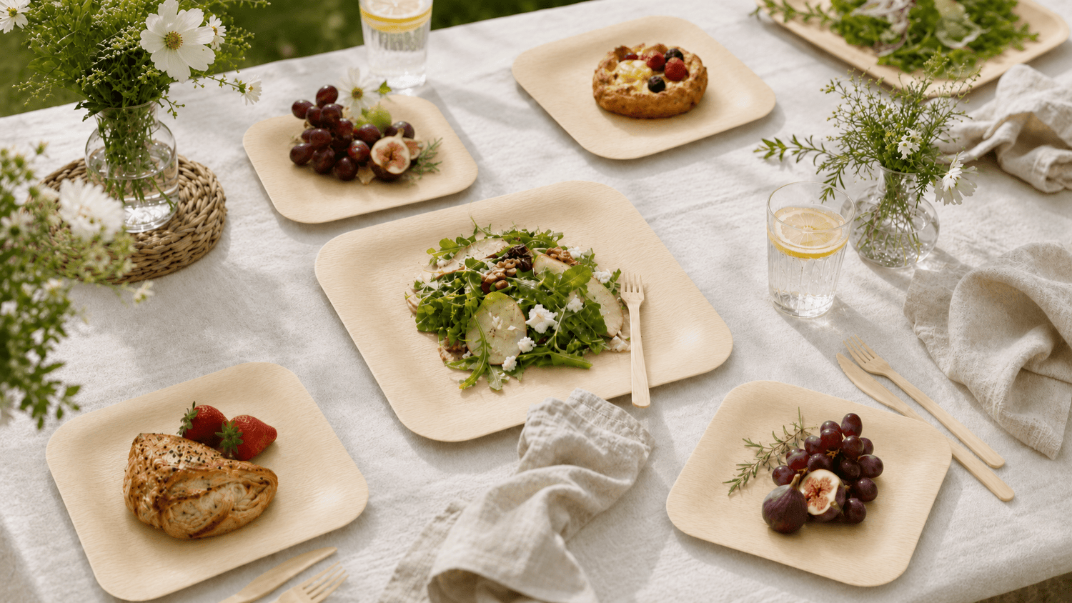 Linen Napkins with Disposable Tableware: The Small Detail That Makes a Natural Table Feel Elevated - Leaf with life