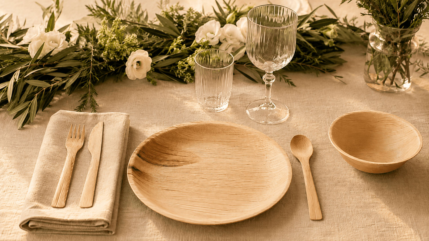 Natural Table Styling: How to Pair Palm Leaf, Bamboo, Linen, and Fresh Greenery - Leaf with life