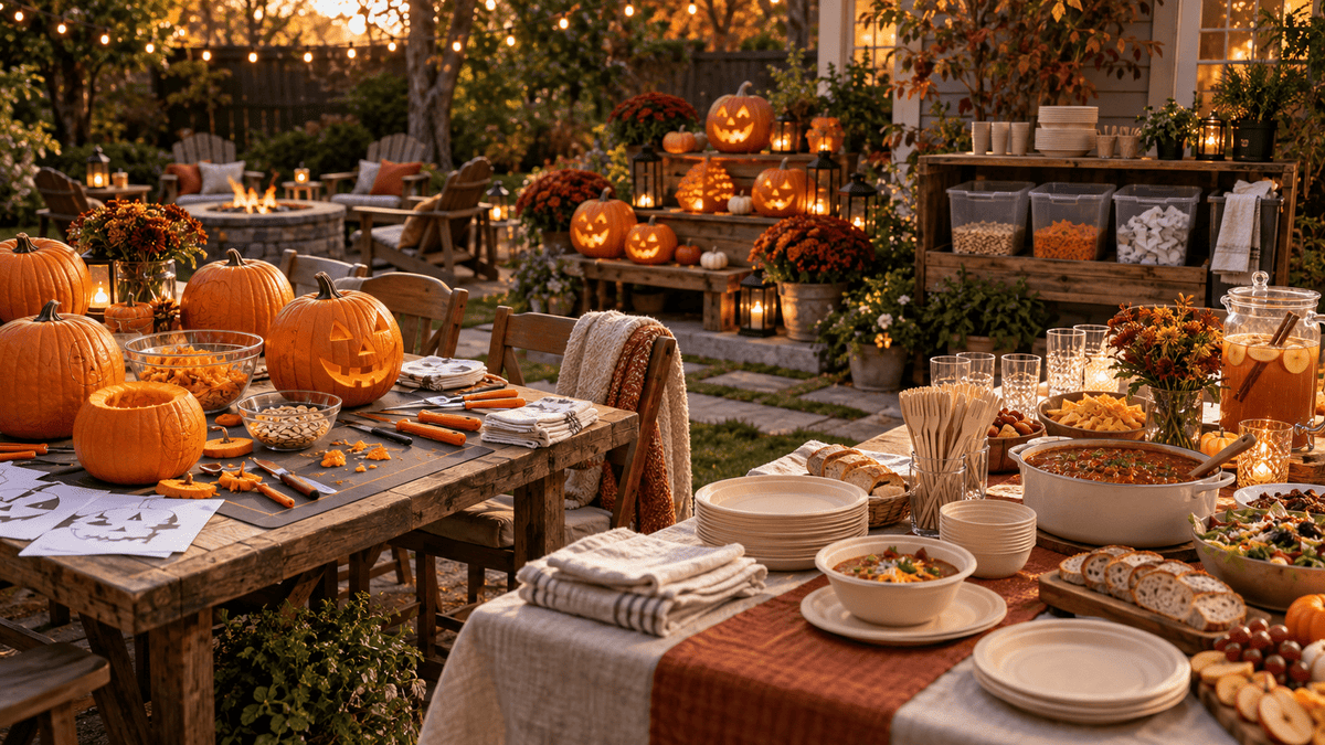 Pumpkin Carving Party Setup: Protect the Table, Serve Food, and Clean Up - Leaf with life