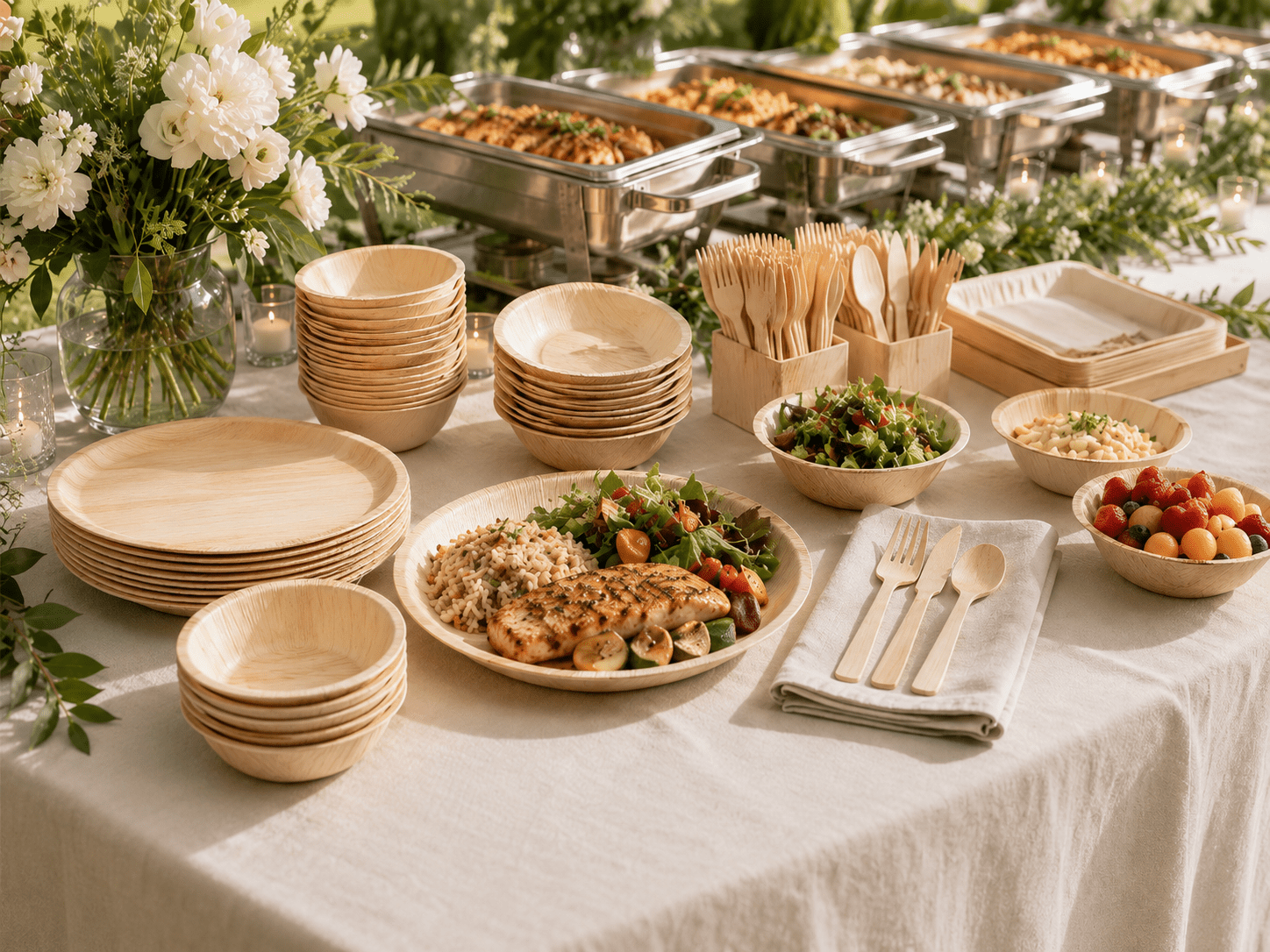 Wedding Buffet Tableware Guide: The Right Plate, Bowl, and Cutlery Mix for Self-Serve Service - Leaf with life