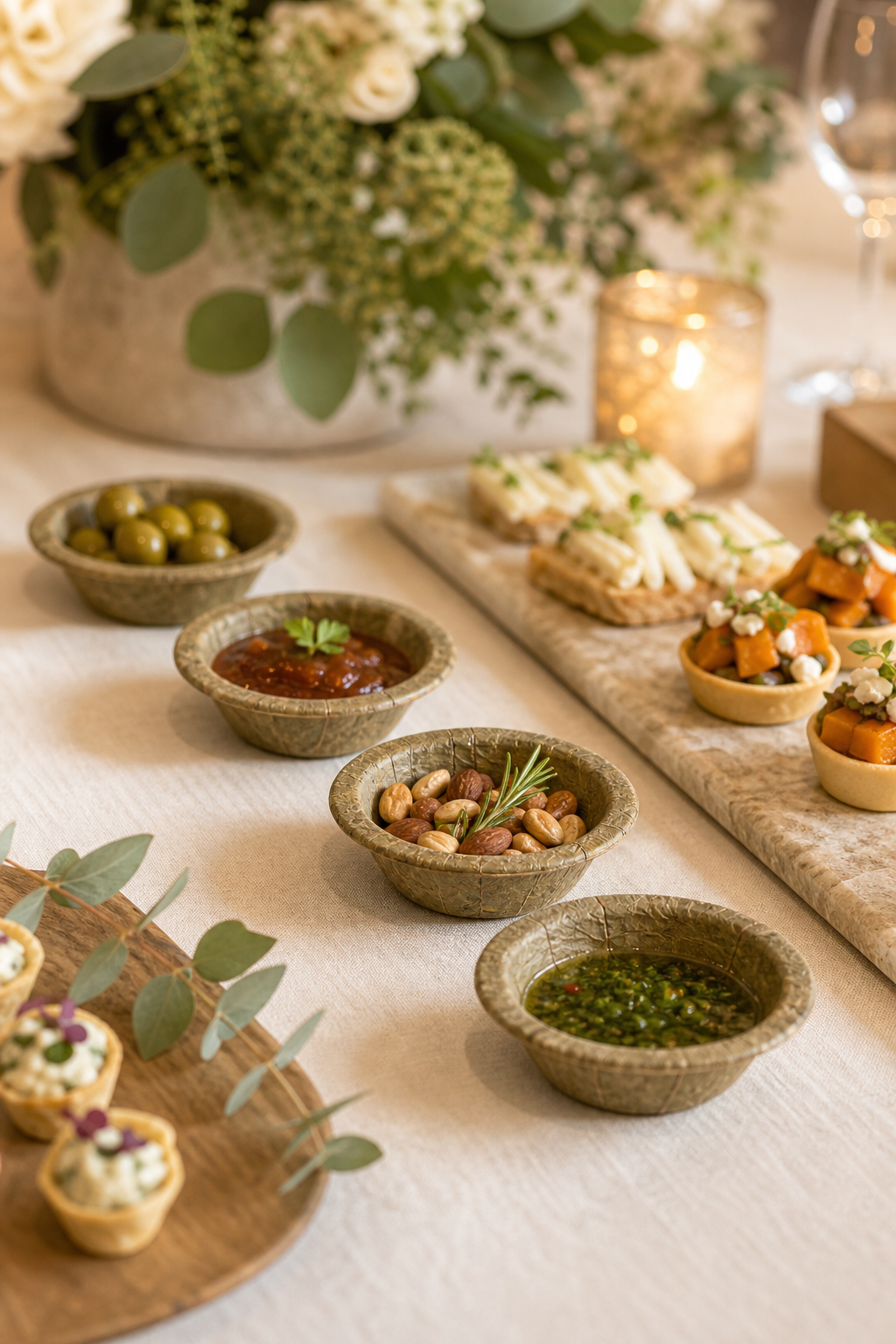 2.5" Sal Leaf Sauce Cups - 1 oz Compostable Dipping Cups for Appetizers, Grazing Tables &amp; Catering