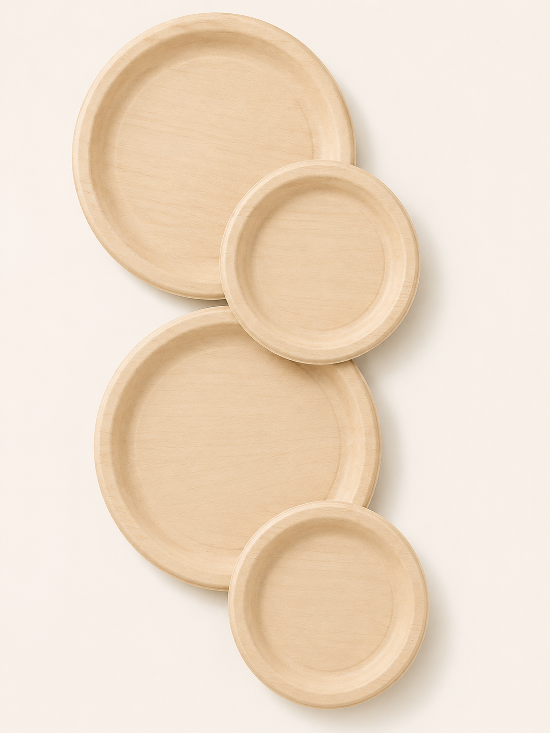 6" &amp; 10.25" Round Poplar Wooden Plate Set - Appetizer &amp; Dinner Plates for Gatherings