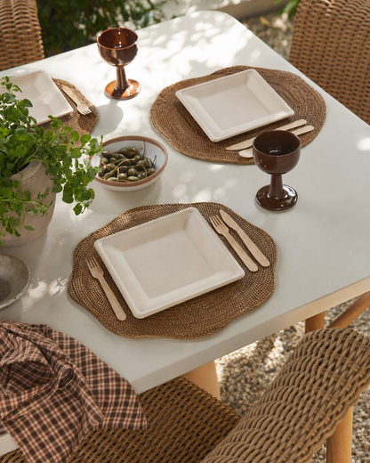 6 in / 10in Natural Sugarcane Square Plates - Appetizer &amp; Dinner Plates for Gatherings