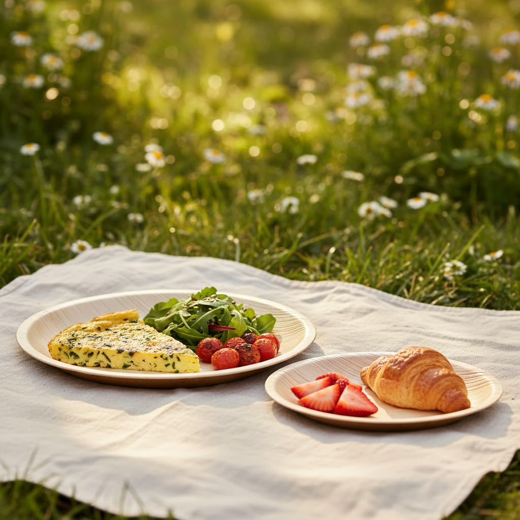 10" Round Palm Leaf Plates - Compostable Dinner Plates for Dining &amp; Events - Leaf with life