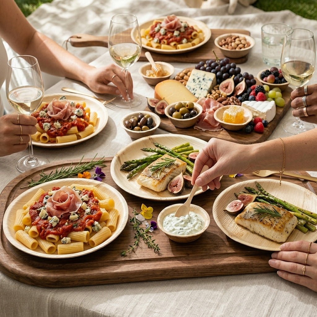 10" Round Palm Leaf Plates - Compostable Dinner Plates for Dining &amp; Events - Leaf with life