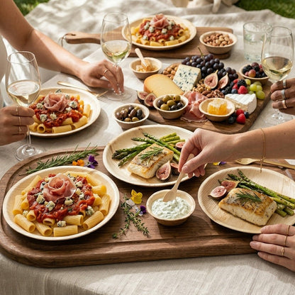 10" Round Palm Leaf Plates - Compostable Dinner Plates for Dining &amp; Events - Leaf with life