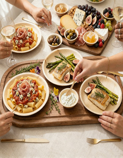 10" Round Palm Leaf Plates - Compostable Dinner Plates for Dining &amp; Events - Leaf with life