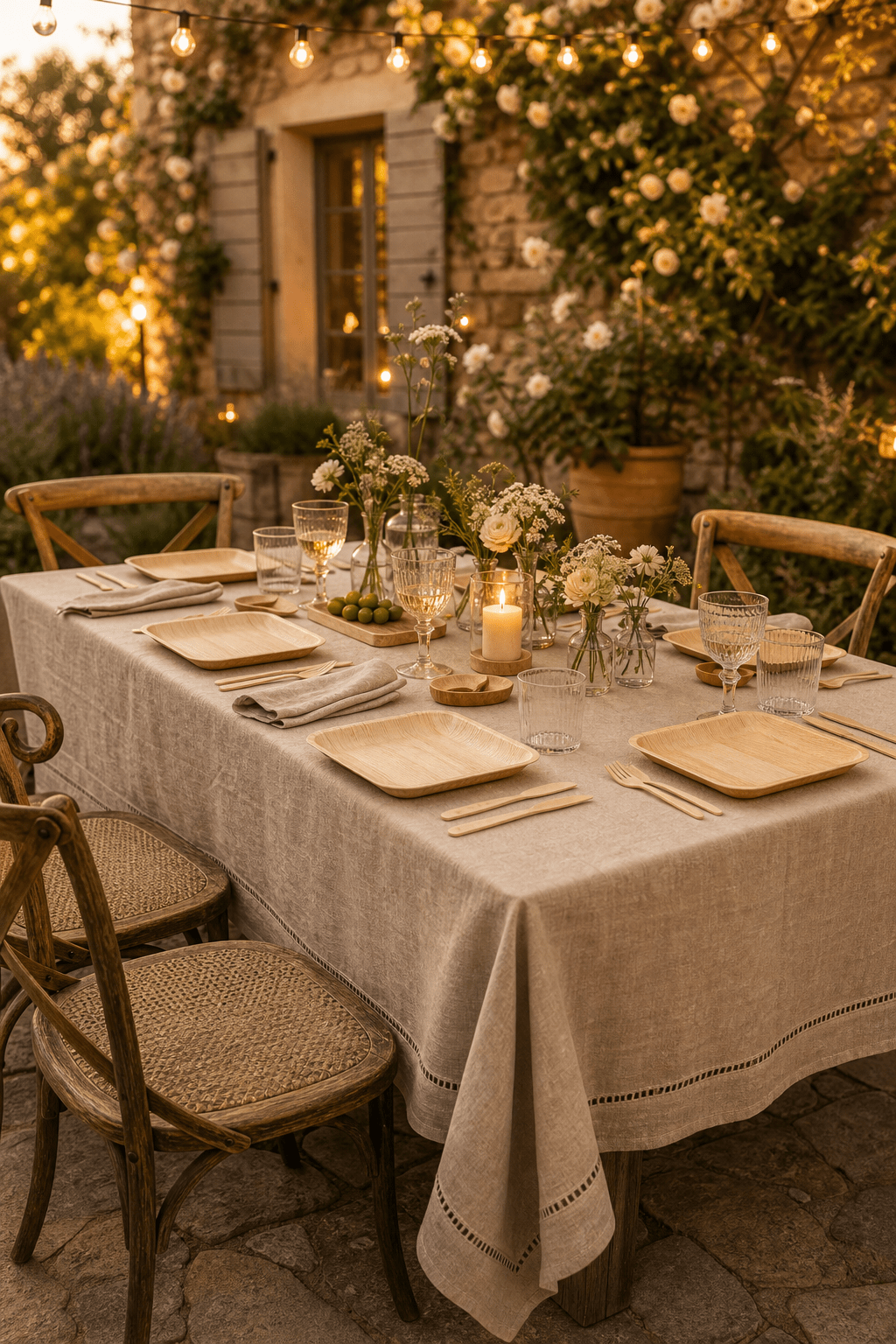 100% Pure Linen Tablecloth - Classic Hemstitch Rectangular Table Cover for Gatherings, Dining &amp; Celebrations - Leaf with life