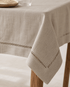 100% Pure Linen Tablecloth - Classic Hemstitch Rectangular Table Cover for Gatherings, Dining & Celebrations - Leaf with life