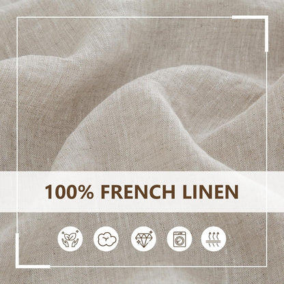 100% Pure Linen Tablecloth - Classic Hemstitch Rectangular Table Cover for Gatherings, Dining &amp; Celebrations - Leaf with life