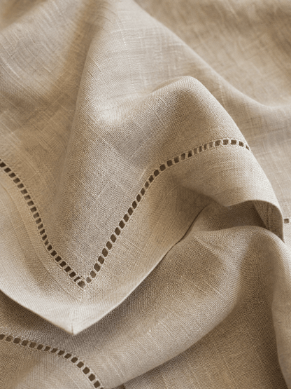100% Pure Linen Tablecloth - Classic Hemstitch Rectangular Table Cover for Gatherings, Dining &amp; Celebrations - Leaf with life