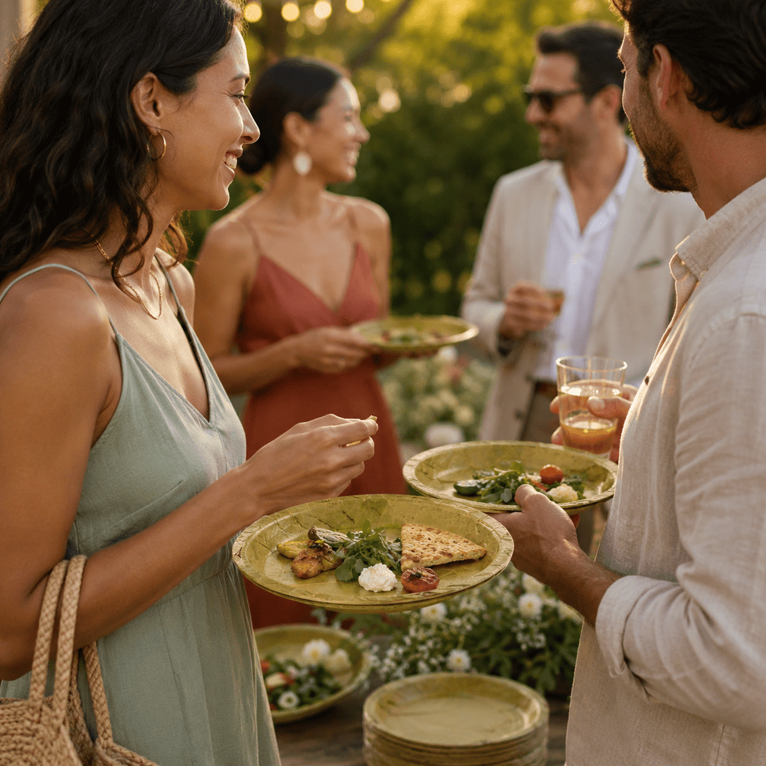 11" Sal Leaf Dinner Plates - Naturally Textured Leaf Plates for Gatherings, Picnics &amp; Catering - Leaf with life