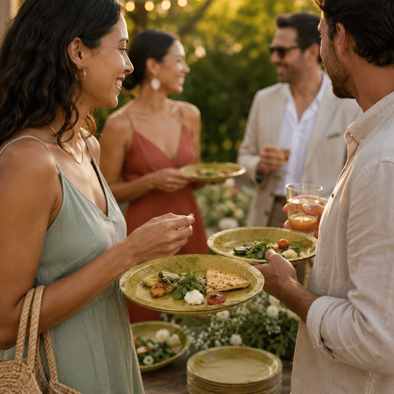 11" Sal Leaf Dinner Plates - Naturally Textured Leaf Plates for Gatherings, Picnics & Catering - Leaf with life