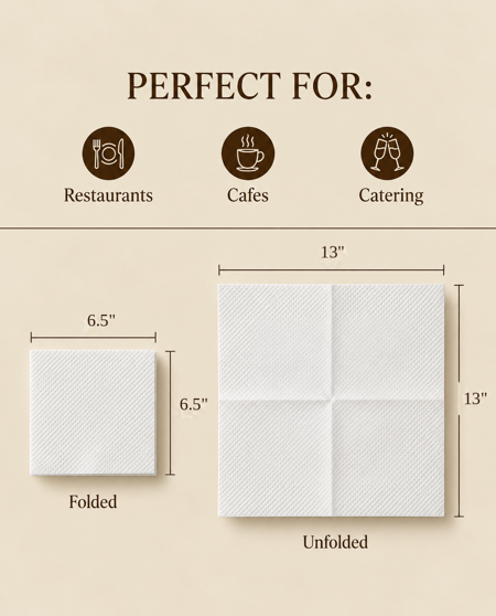 2-Ply White Paper Napkins - Soft &amp; Absorbent Disposable Napkins for Parties &amp; Gatherings