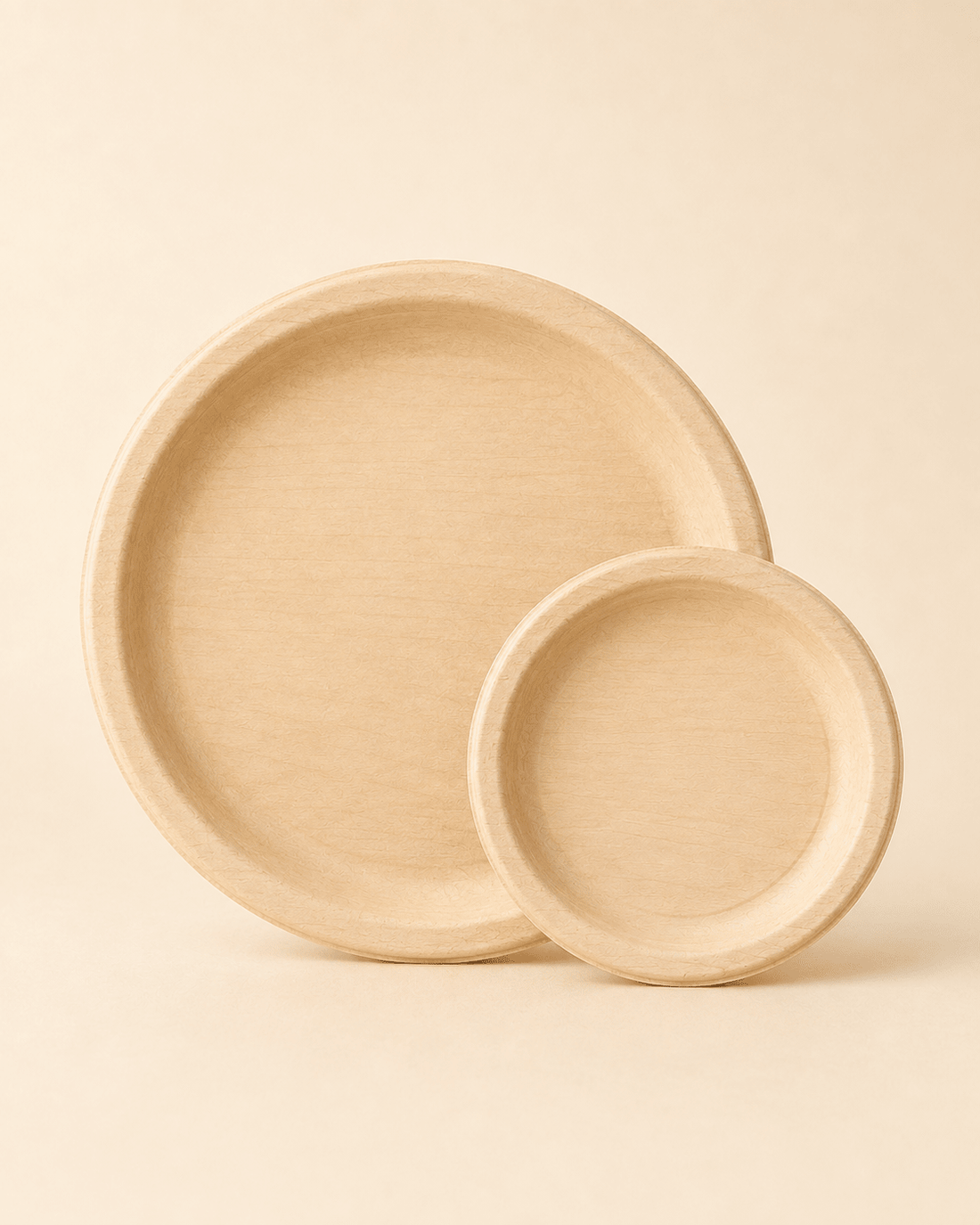 6" &amp; 10.25" Round Poplar Wooden Plate Set - Appetizer &amp; Dinner Plates for Gatherings - Leaf with life