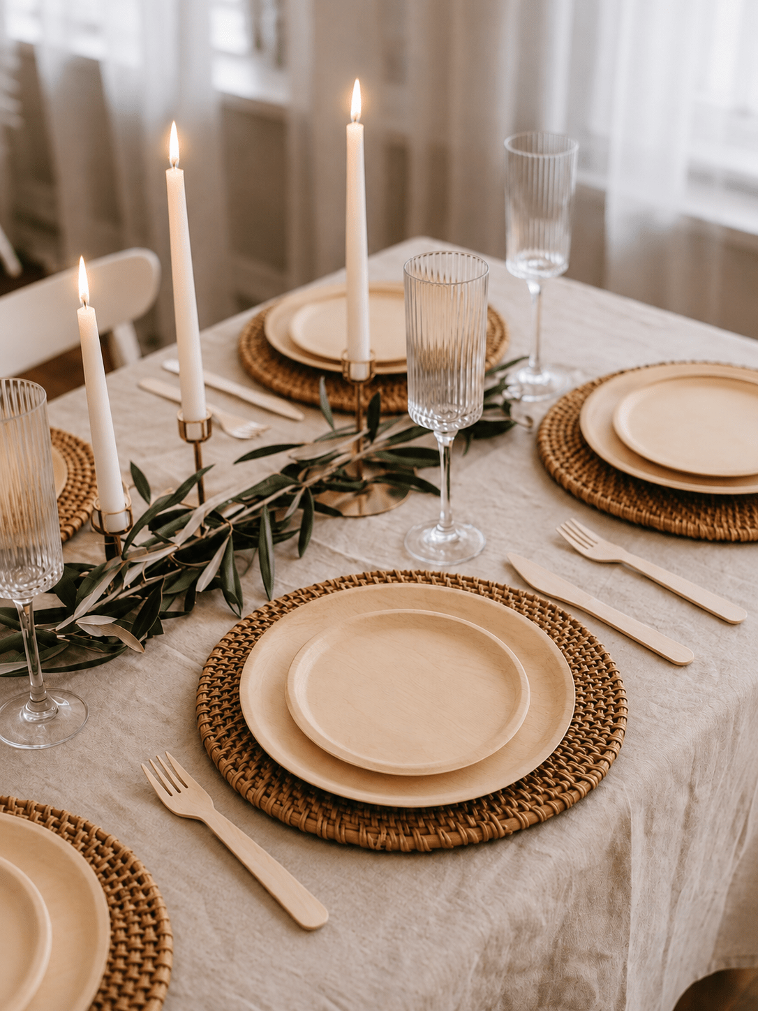 6" &amp; 10.25" Round Poplar Wooden Plate Set - Appetizer &amp; Dinner Plates for Gatherings - Leaf with life