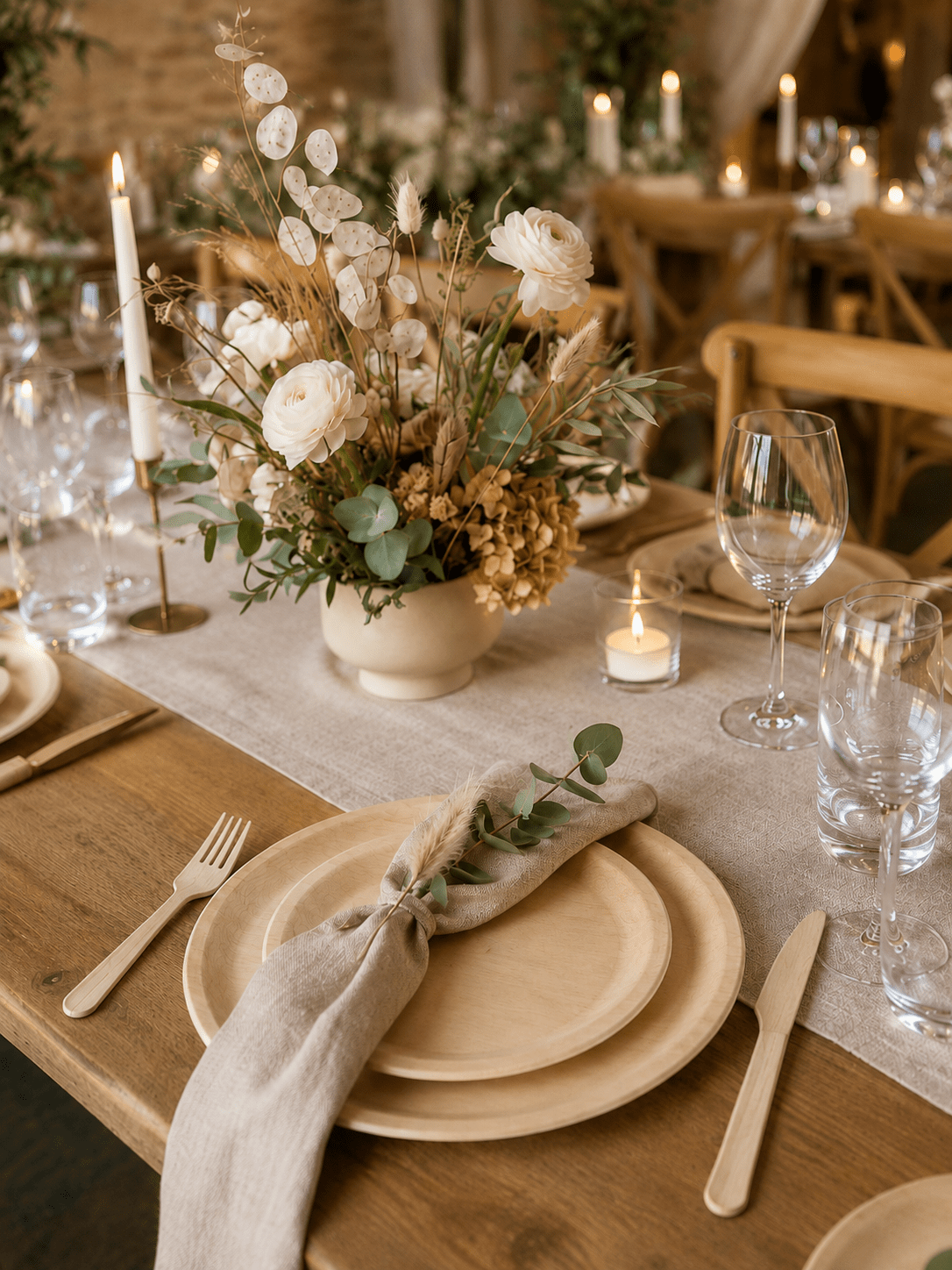 6" &amp; 10.25" Round Poplar Wooden Plate Set - Appetizer &amp; Dinner Plates for Gatherings - Leaf with life