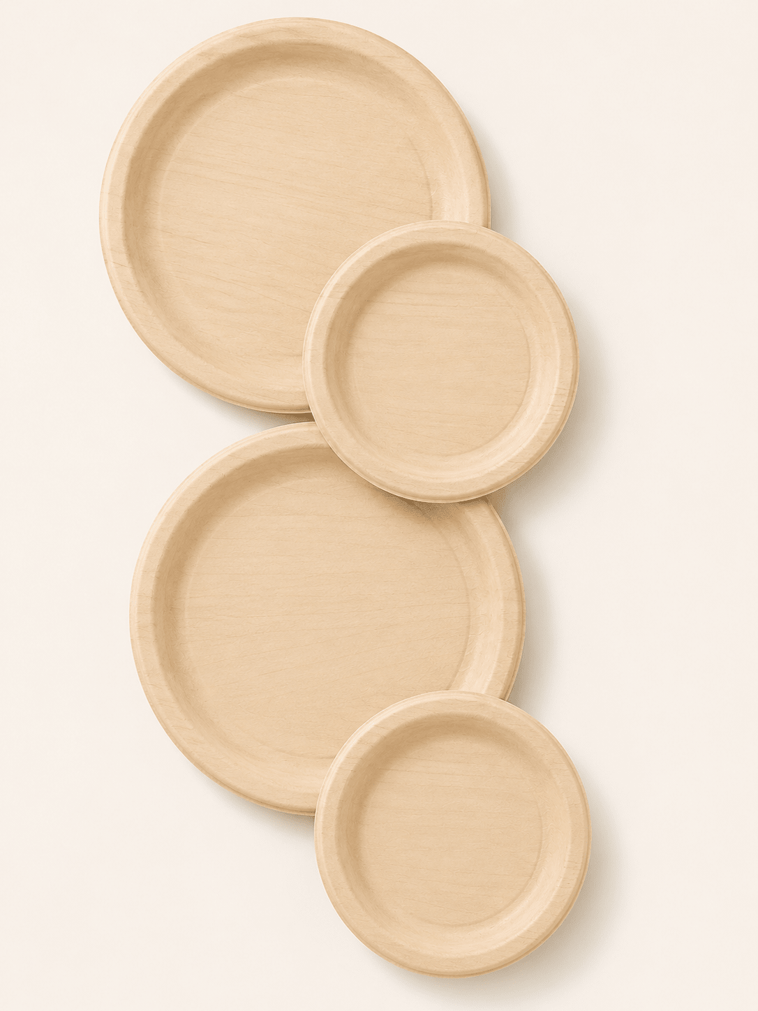 6" &amp; 10.25" Round Poplar Wooden Plate Set - Appetizer &amp; Dinner Plates for Gatherings - Leaf with life