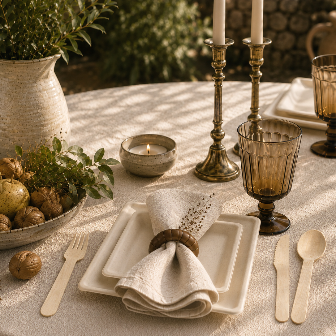 6 in / 10in Natural Sugarcane Square Plates - Appetizer &amp; Dinner Plates for Gatherings