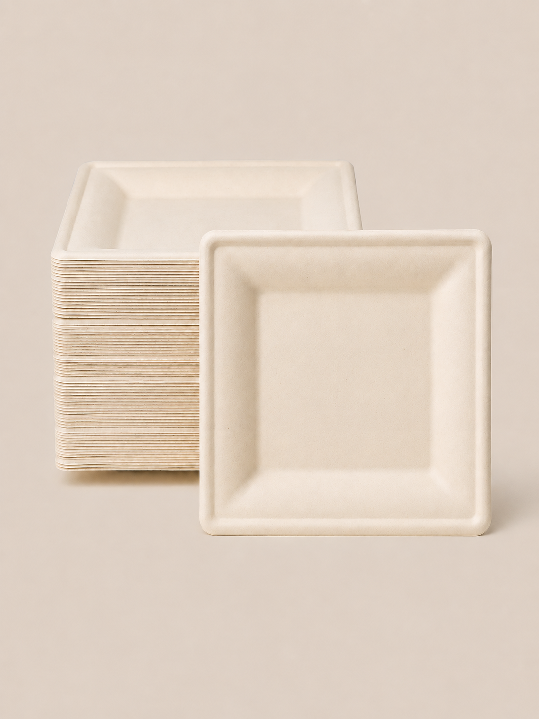 6 in / 10in Natural Sugarcane Square Plates - Appetizer &amp; Dinner Plates for Gatherings