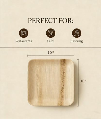 6 in / 10 in Square Palm Leaf Plates - Heavy - Duty Leak - Proof Dinnerware for Weddings &amp; Events - Leaf with life