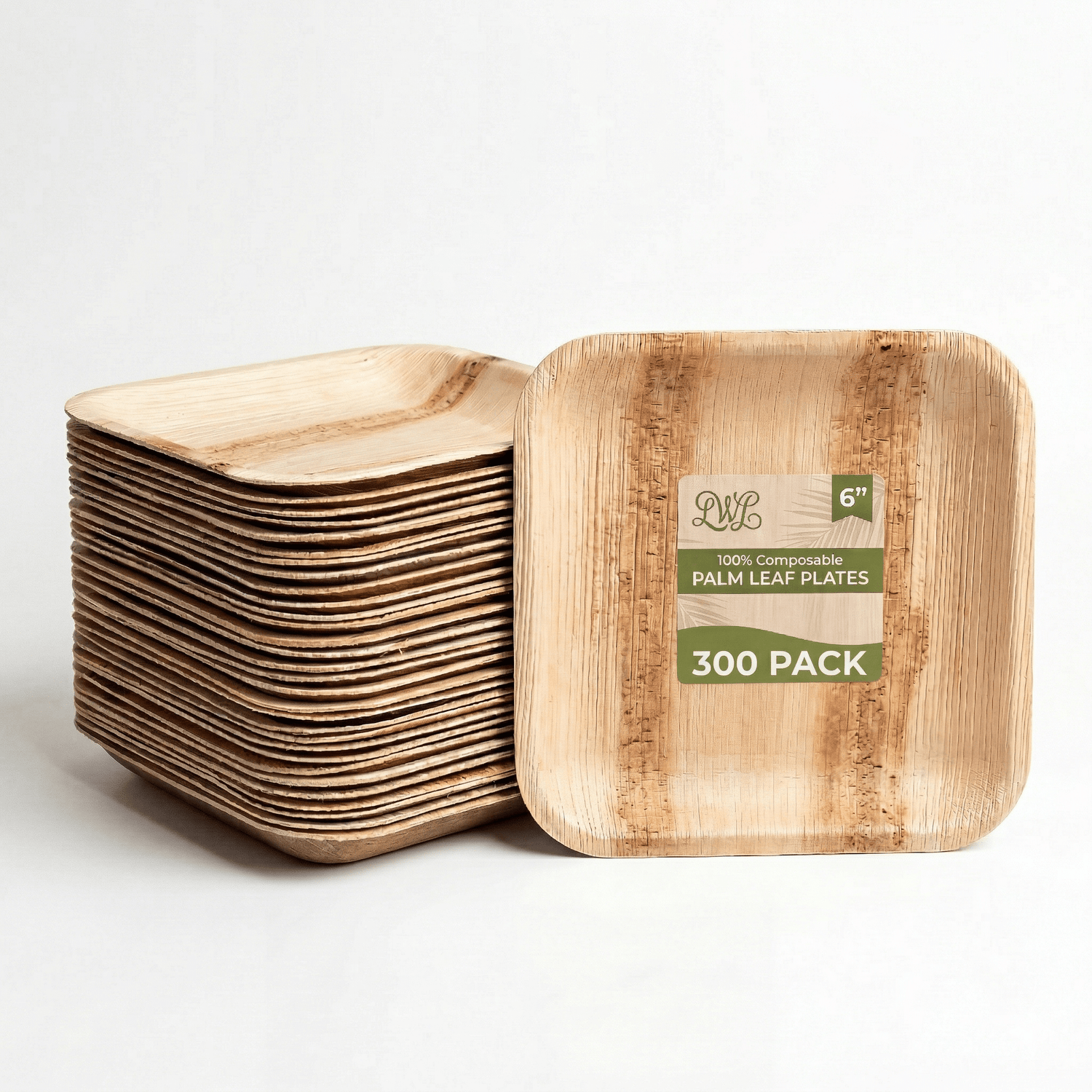 6 in / 10 in Square Palm Leaf Plates - Heavy - Duty Leak - Proof Dinnerware for Weddings &amp; Events - Leaf with life