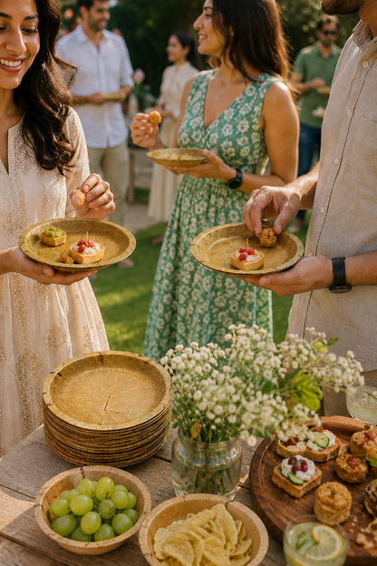 7.5" Sal Leaf Plates - Naturally Textured Leaf Plates for Appetizers, Desserts, Picnics &amp; Gatherings