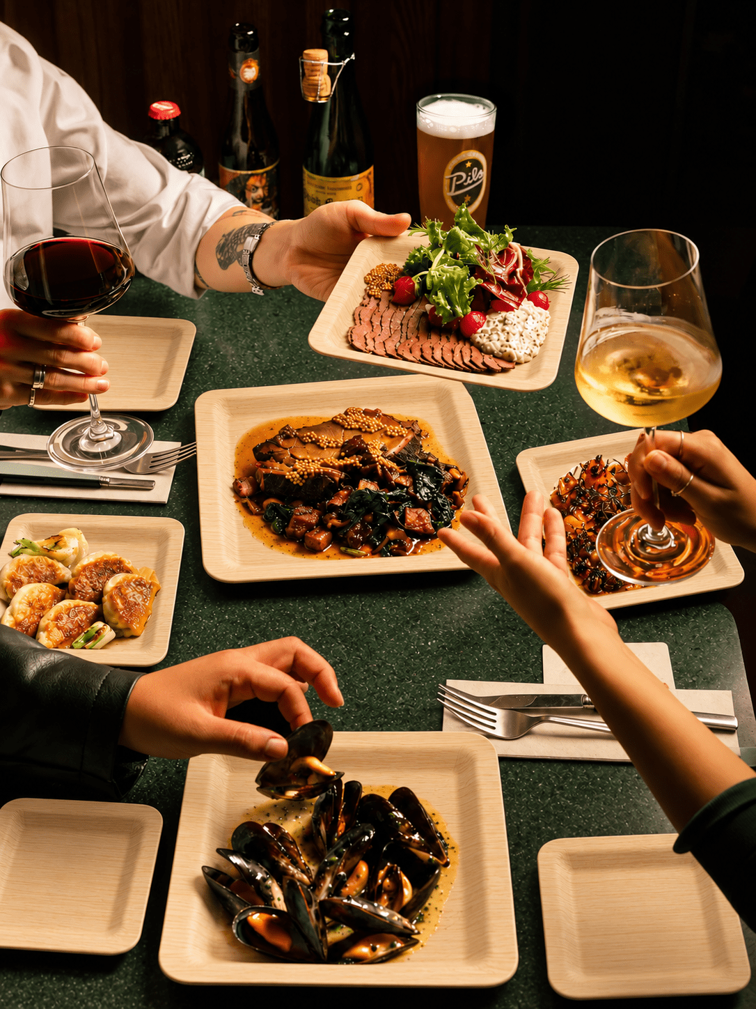 7 in / 10 in Square Bamboo Plates | Wabi-Sabi Elegance &amp; Fine-Grain Texture | 100% Natural &amp; Compostable - Leaf with life