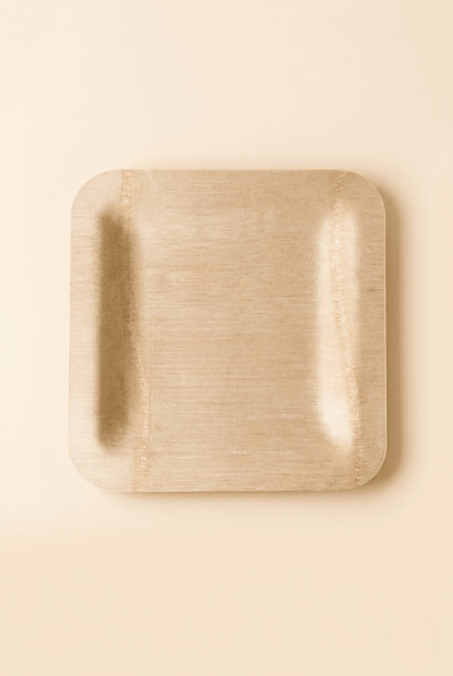 7 in / 10 in Square Bamboo Plates | Wabi - Sabi Elegance &amp; Fine - Grain Texture | 100% Natural &amp; Compostable - Leaf with life