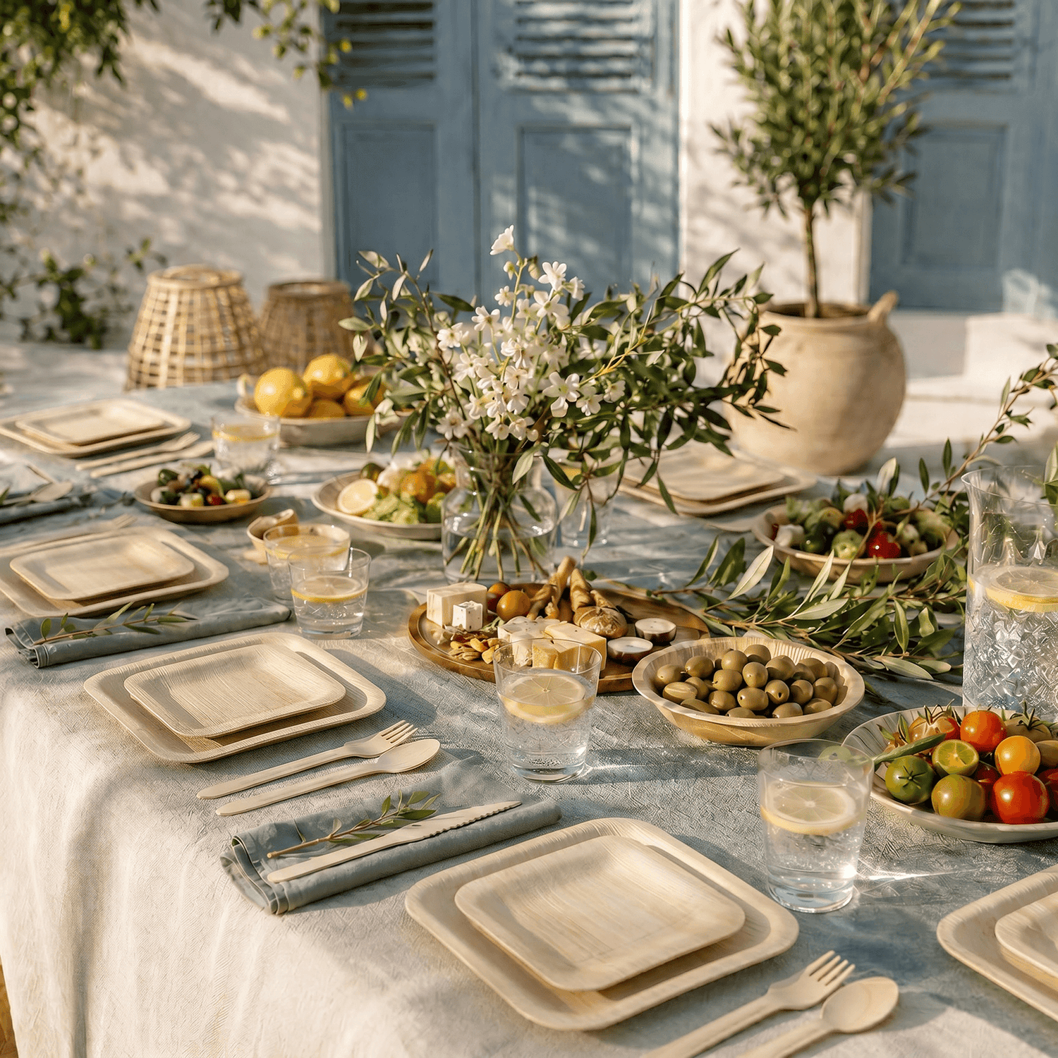 7 in / 10 in Square Bamboo Plates | Wabi - Sabi Elegance &amp; Fine - Grain Texture | 100% Natural &amp; Compostable - Leaf with life