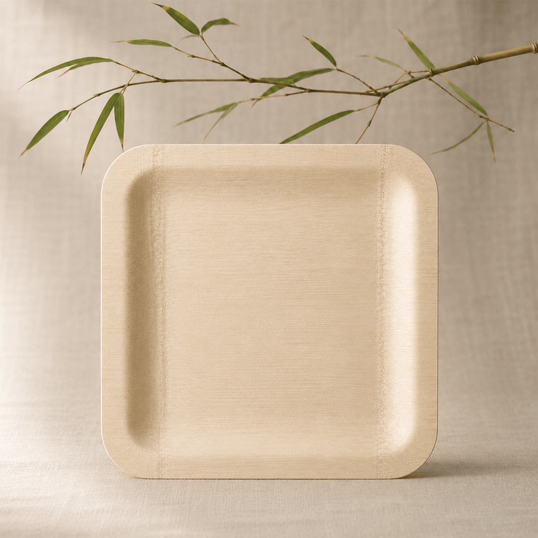 7 in / 10 in Square Bamboo Plates | Wabi-Sabi Elegance &amp; Fine-Grain Texture | 100% Natural &amp; Compostable - Leaf with life