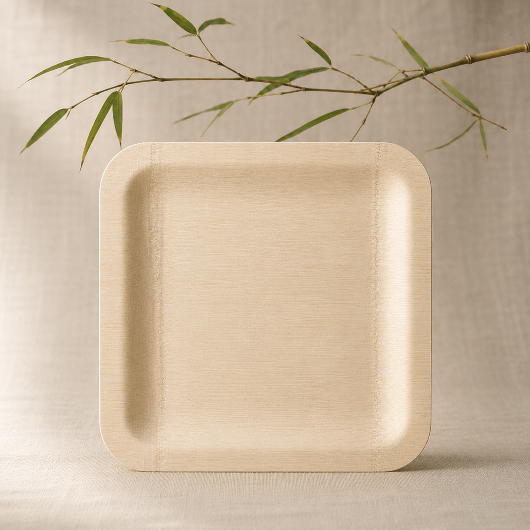 7 in / 10 in Square Bamboo Plates | Wabi-Sabi Elegance &amp; Fine-Grain Texture | 100% Natural &amp; Compostable - Leaf with life