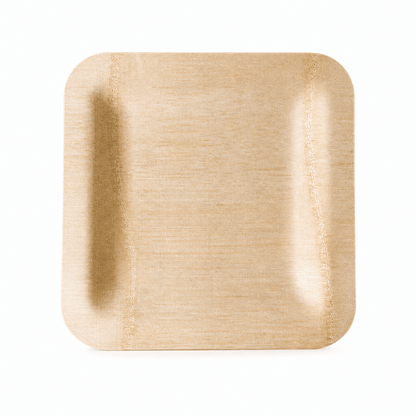 7 in / 10 in Square Bamboo Plates | Wabi - Sabi Elegance &amp; Fine - Grain Texture | 100% Natural &amp; Compostable - Leaf with life