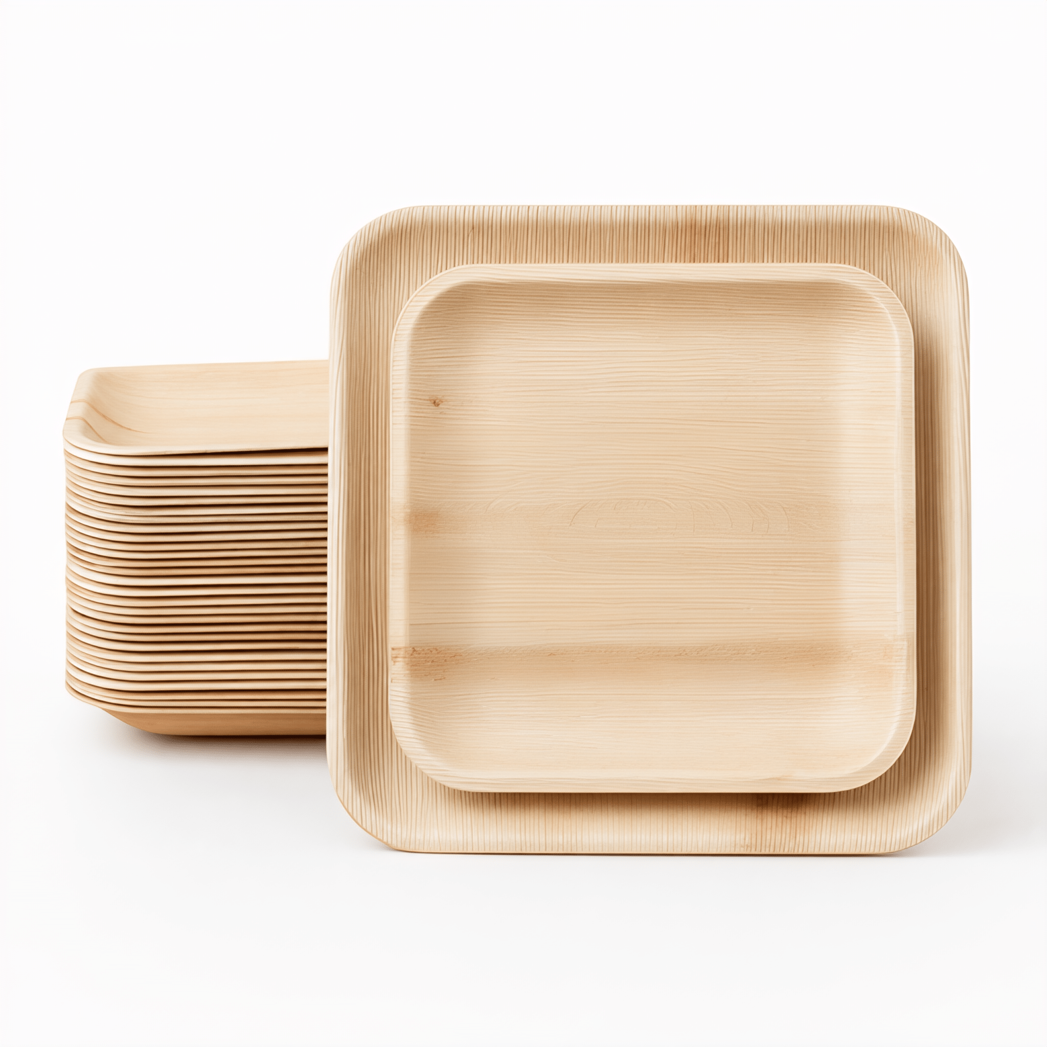 7.85 &amp; 10 in Square Palm Leaf Plates Sets - Compostable Modern Dinnerware for Weddings &amp; Events - Leaf with life
