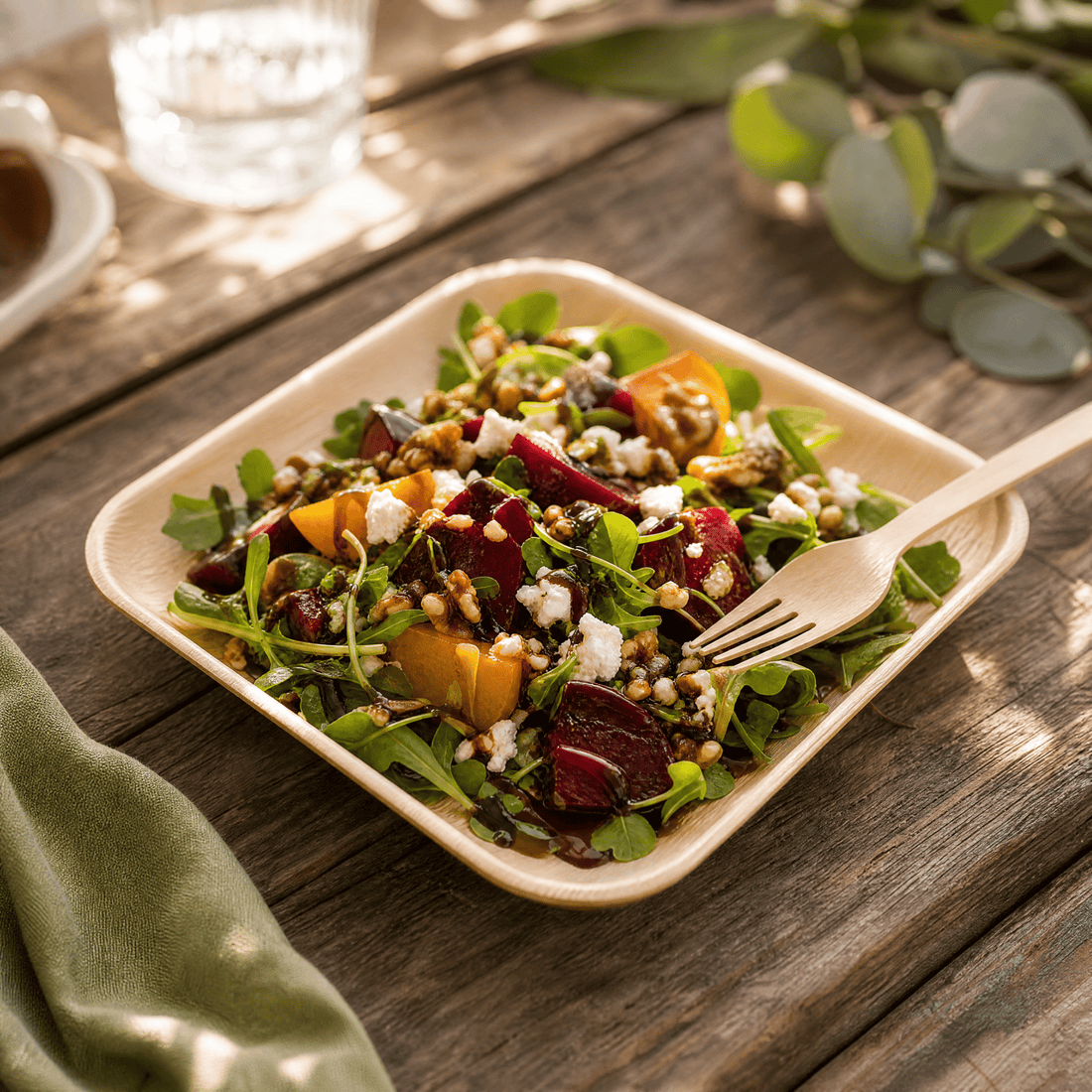 8 in Square Palm Leaf Plates - Heavy - Duty Sustainable Plates for Parties &amp; Events - Leaf with life
