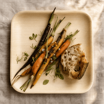 8 in Square Palm Leaf Plates - Heavy - Duty Sustainable Plates for Parties &amp; Events - Leaf with life