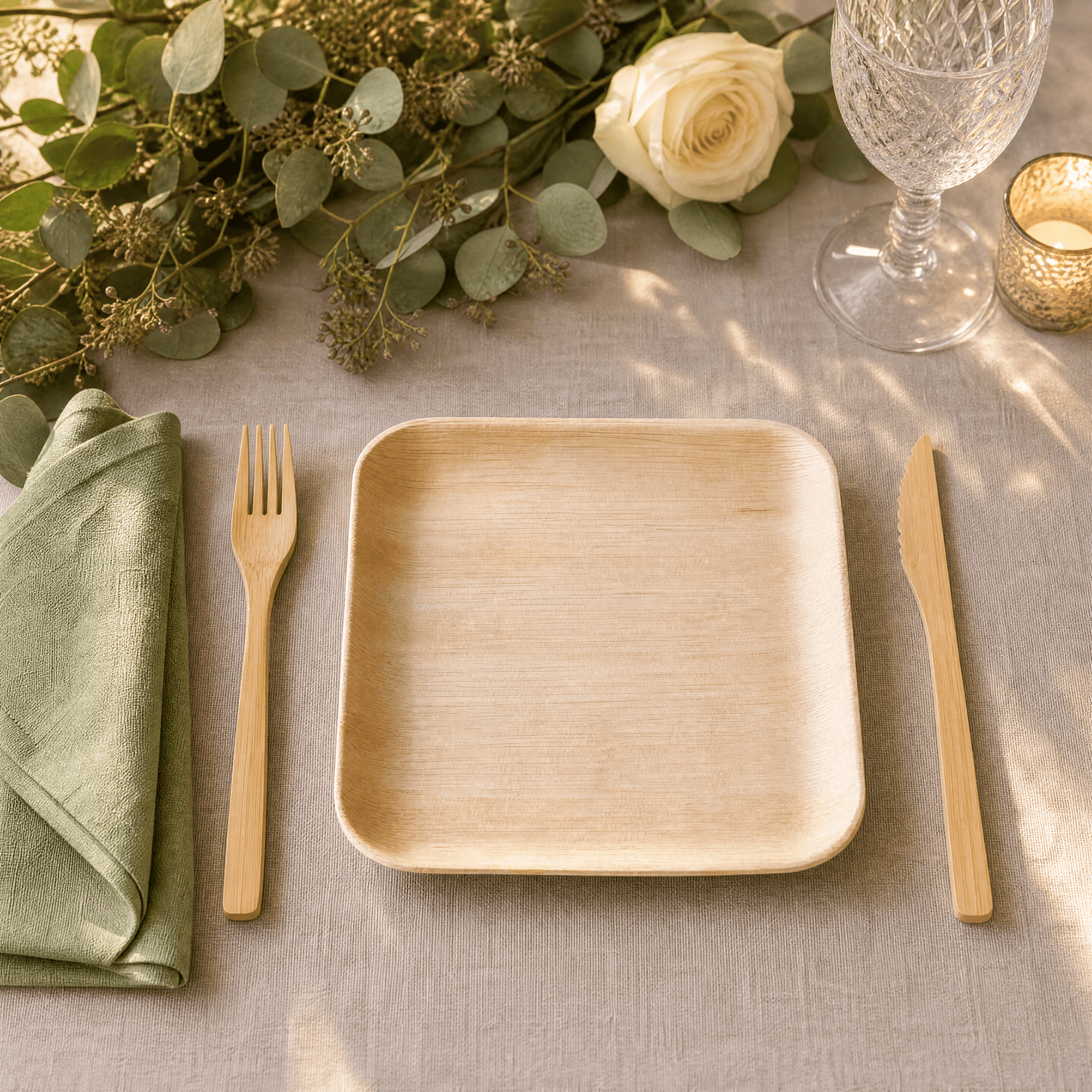 8 in Square Palm Leaf Plates - Heavy - Duty Sustainable Plates for Parties &amp; Events - Leaf with life
