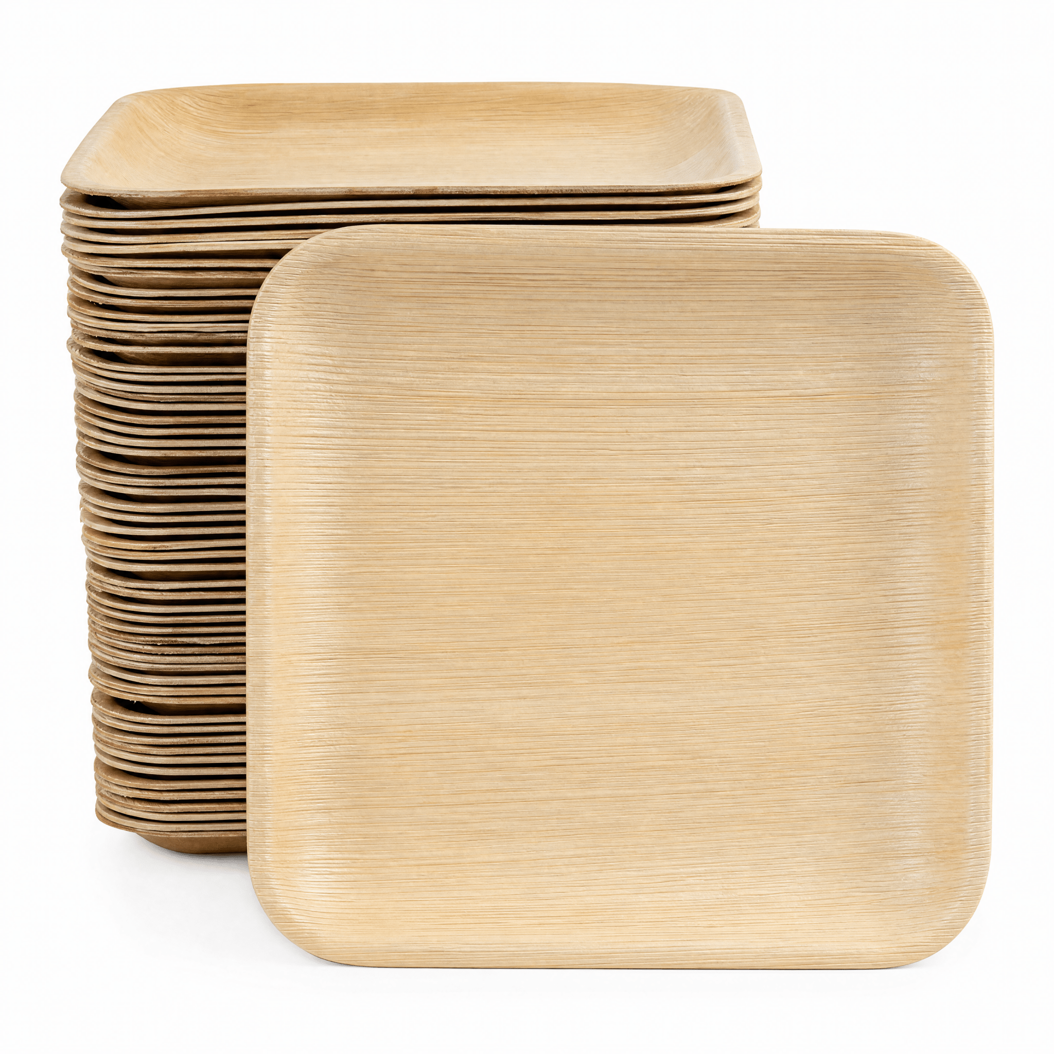 8 in Square Palm Leaf Plates - Heavy - Duty Sustainable Plates for Parties &amp; Events - Leaf with life