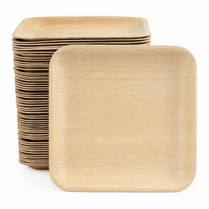 8 in Square Palm Leaf Plates - Heavy - Duty Sustainable Plates for Parties &amp; Events - Leaf with life